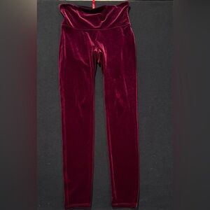 Spanx Velvet Leggings 2070 Rich Burgundy Womens Size Large